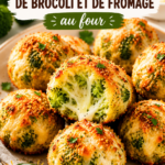 Boulettes de brocoli et fromage au four, prêtes à être dégustées.