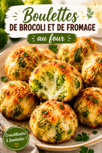 Boulettes de brocoli et fromage au four, prêtes à être dégustées.