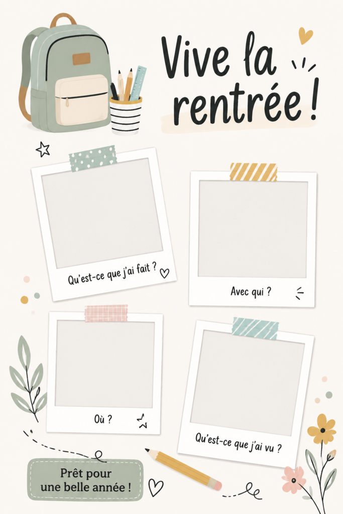 Une famille réunie pour célébrer la rentrée scolaire joyeuse et créative.