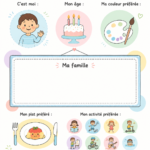 Exemple de fiche de présentation pour le CP avec une mise en page claire et colorée.