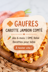 Gaufres carotte jambon comté pour bébé, prêtes à être servies avec une belle présentation.