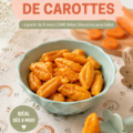 Des gnocchis de carottes faits maison sur une assiette, présentés pour un bébé.