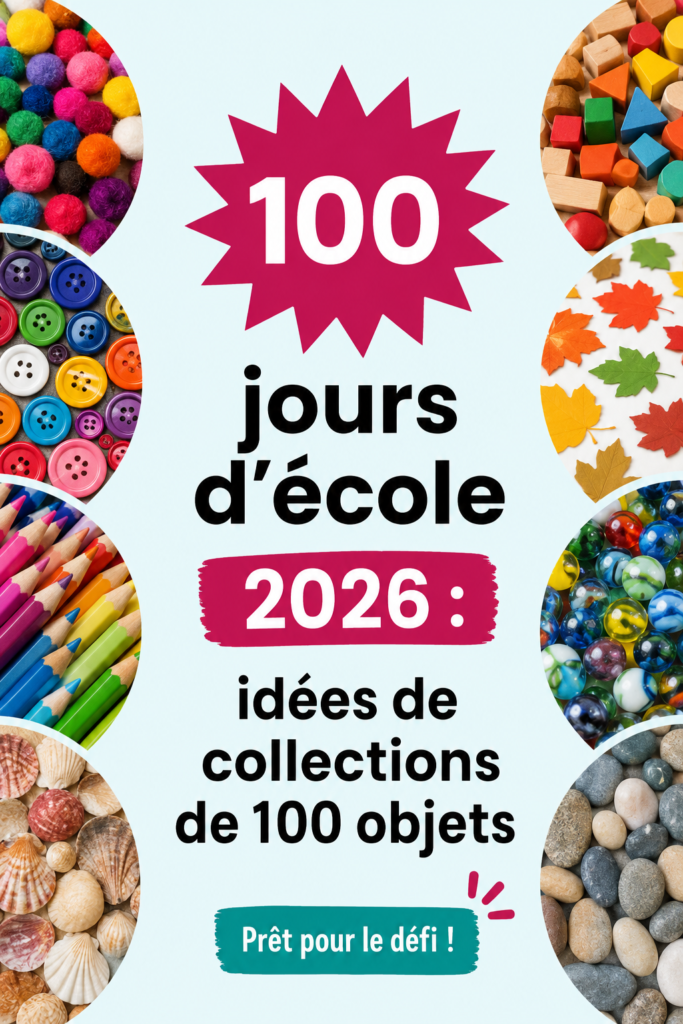 Un groupe d'enfants rassemblant des objets variés pour une activité scolaire de 100 objets.