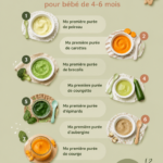 Bébé mange un repas fait maison adapté pour les 4 à 6 mois.