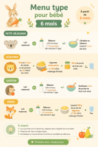 Un menu équilibré composé de purées pour bébé de 6 mois