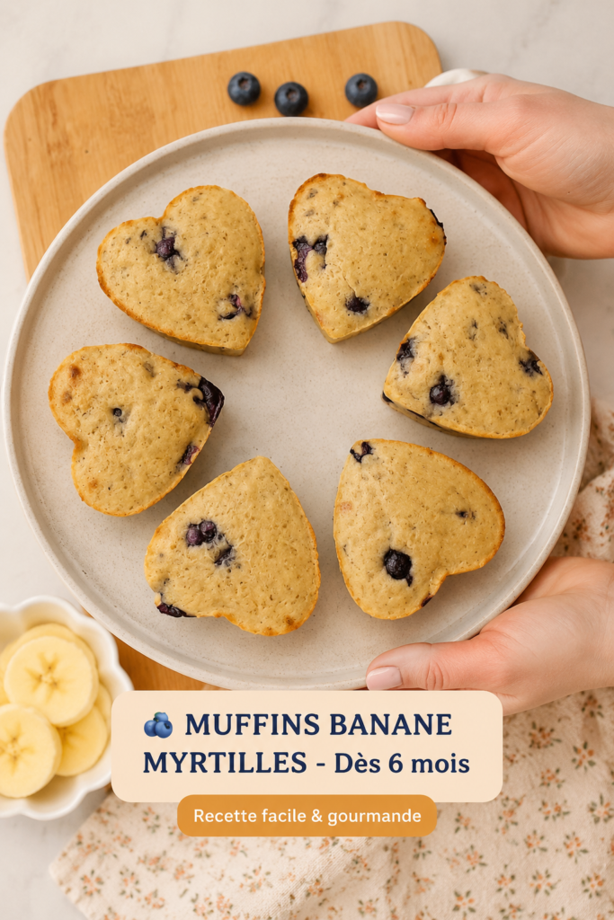 Muffins moelleux aux bananes et myrtilles, parfaits pour les bébés.