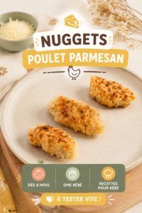 Nuggets de poulet au parmesan préparés pour un bébé, sains et savoureux