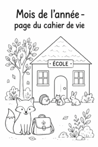 Un calendrier illustrant les mois de l'année dans un cahier de vie