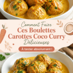 Boulettes de carottes et coco parfumées au curry sur une assiette colorée
