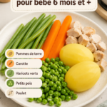 Recette saine et colorée pour bébé de 6 mois avec légumes frais