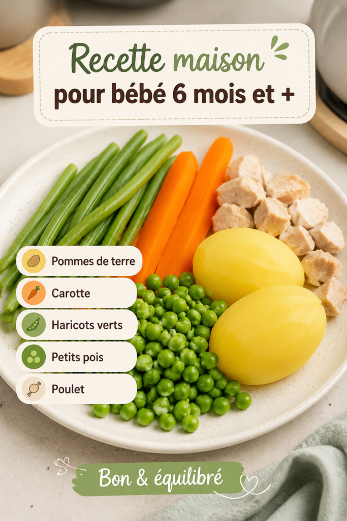 Recette saine et colorée pour bébé de 6 mois avec légumes frais