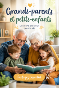 Un grand-père joue aux cartes avec son petit-fils dans un jardin ensoleillé.