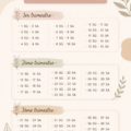 Calendrier de grossesse personnalisé avec des illustrations douces de bébés et de motifs floraux.