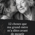 Un carnet avec des notes des conseils d'une grand-mère, entouré de fleurs.