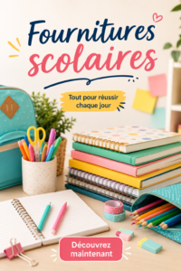 Sélection colorée de fournitures scolaires sur un bureau