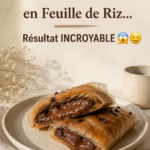 Pain au chocolat en feuille de riz croustillant garni de chocolat fondant