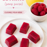 Pâtes de fruits maison sans sucre présentées dans un joli plat pour bébé.