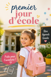 Un enfant souriant portant un cartable sur le chemin de l'école.