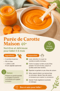 Purée de carotte maison pour bébé dans un biberon
