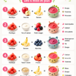 Une purée de pastèque faite maison servie dans un bol pour bébé, avec une cuillère.