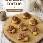 Biscuits tortue croustillants sur une assiette en bois