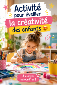Enfant souriant en pleine activité créative avec des couleurs.