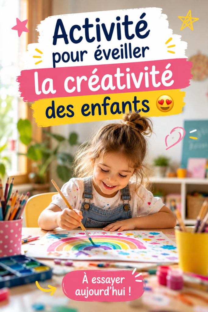 Enfant souriant en pleine activité créative avec des couleurs.