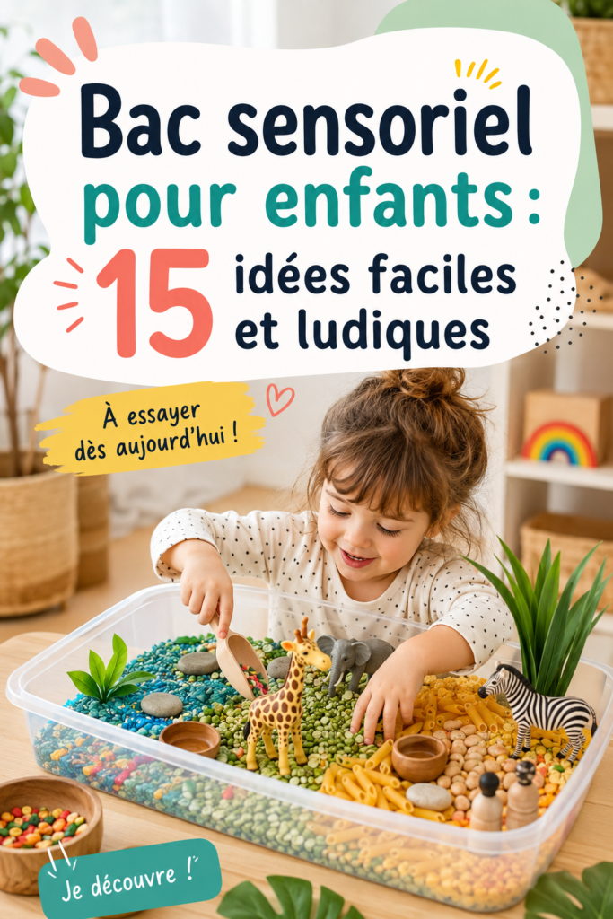 Un bac sensoriel coloré rempli de différentes textures pour l'éveil des enfants.