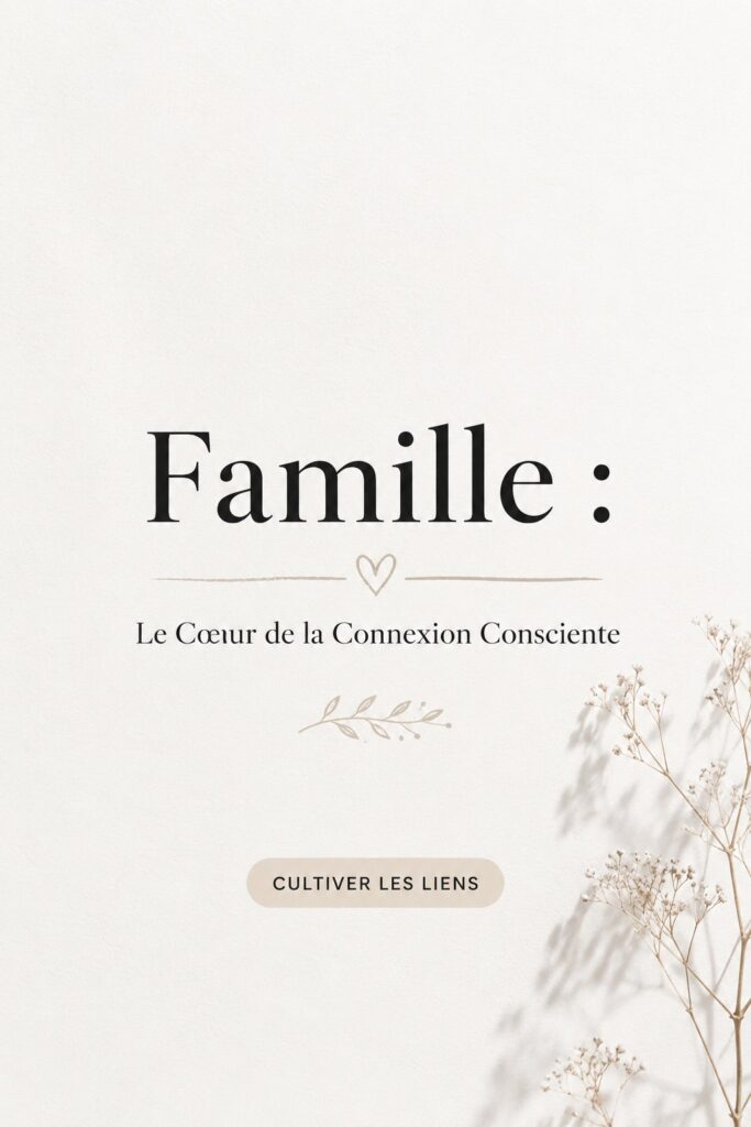 Une famille se réunit autour d'une table pour partager des moments de connexion consciente.
