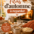 Une famille réunie sur un canapé avec des couvertures, regardant un film d'automne ensemble.