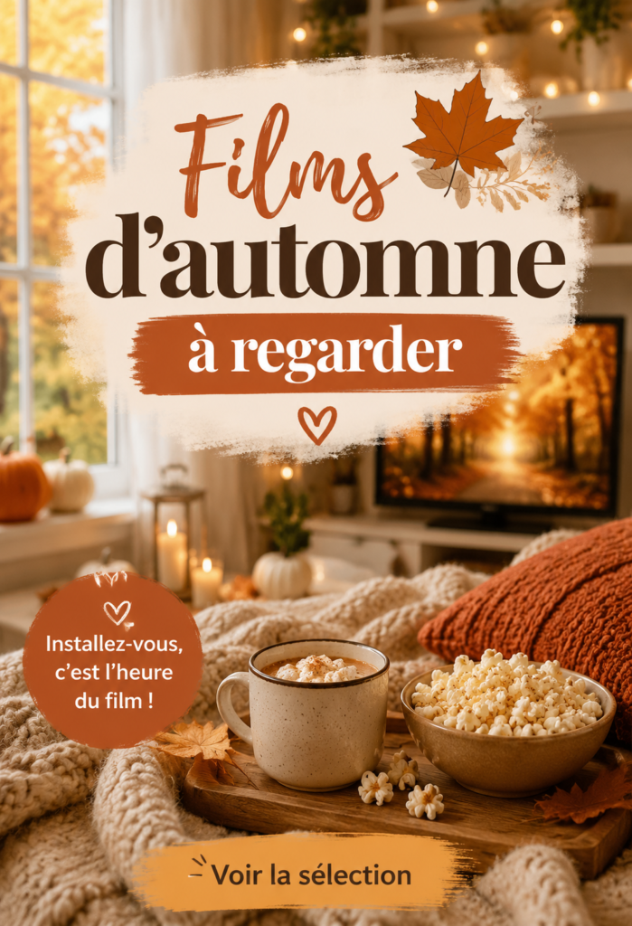 Une famille réunie sur un canapé avec des couvertures, regardant un film d'automne ensemble.