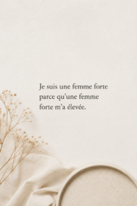 Une femme forte entourée de sa famille, représentant l’héritage et l’amour transmis à travers les générations.