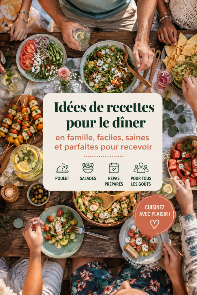 Une salade colorée pleine de légumes, idéale pour un dîner familial sain.
