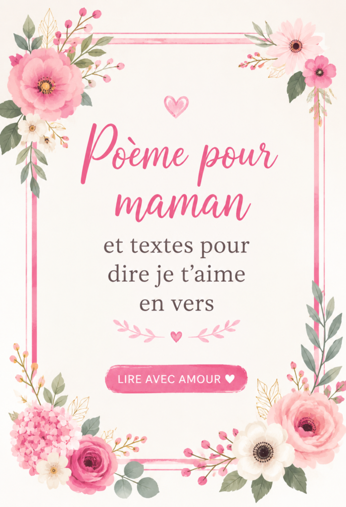 Poème touchant écrit à la main pour célébrer la fête des mères.