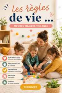 Une nounou souriante jouant avec des enfants dans un parc.