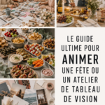 Une mère et son enfant créant un tableau de vision ensemble pour la fête des mères.