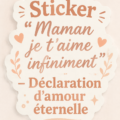 Sticker mural 'Maman je t’aime infiniment' sur un mur beige, apportant une ambiance chaleureuse à la pièce.