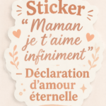 Sticker mural 'Maman je t’aime infiniment' sur un mur beige, apportant une ambiance chaleureuse à la pièce.