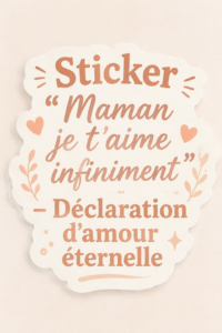 Sticker mural 'Maman je t’aime infiniment' sur un mur beige, apportant une ambiance chaleureuse à la pièce.