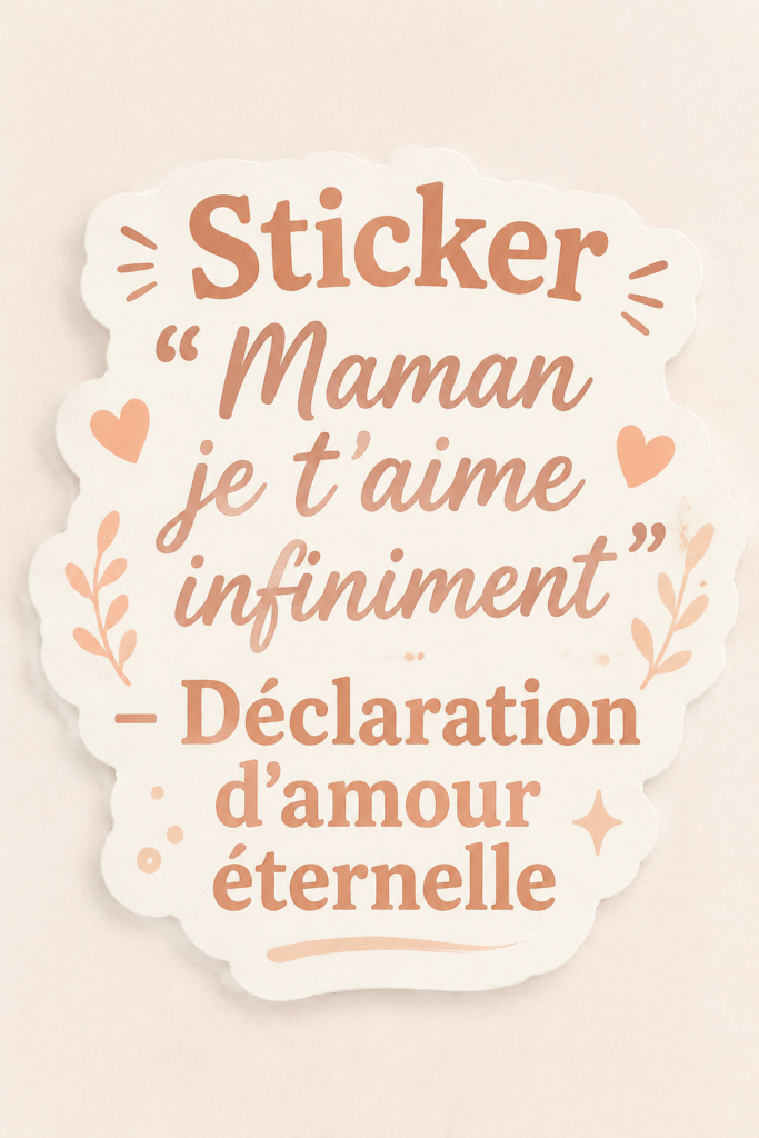 Sticker mural 'Maman je t’aime infiniment' sur un mur beige, apportant une ambiance chaleureuse à la pièce.