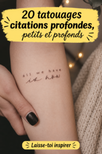 Tatouages de citations inspirantes sur une peau.