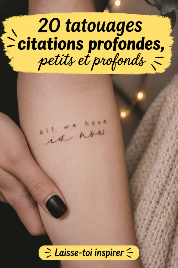 Tatouages de citations inspirantes sur une peau.