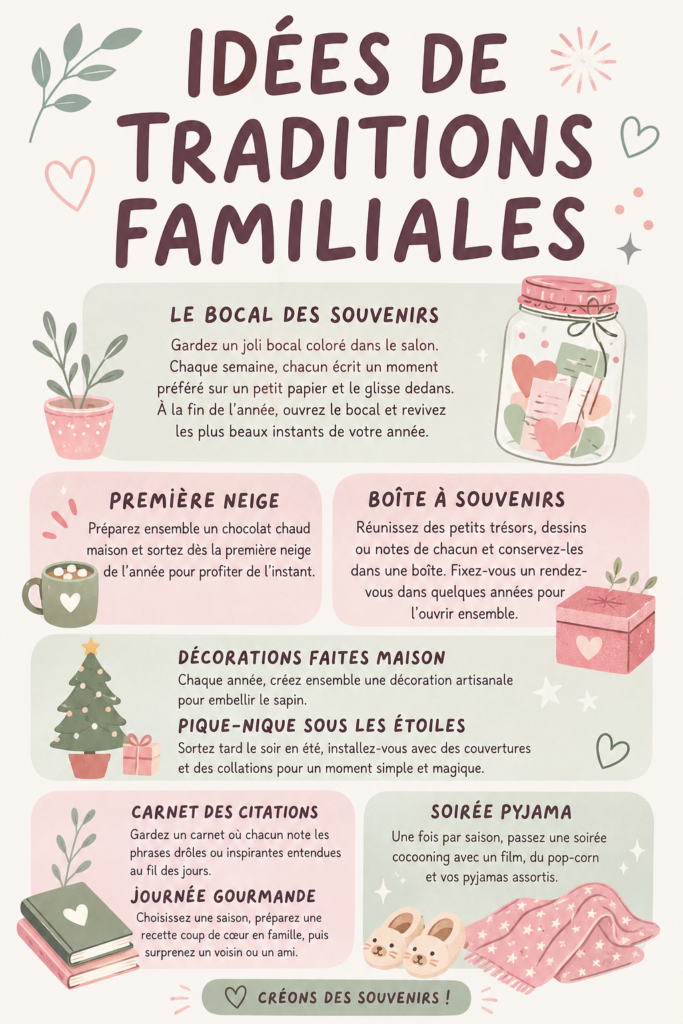 Une famille souriante se réunissant pour une tradition familiale autour d'une table