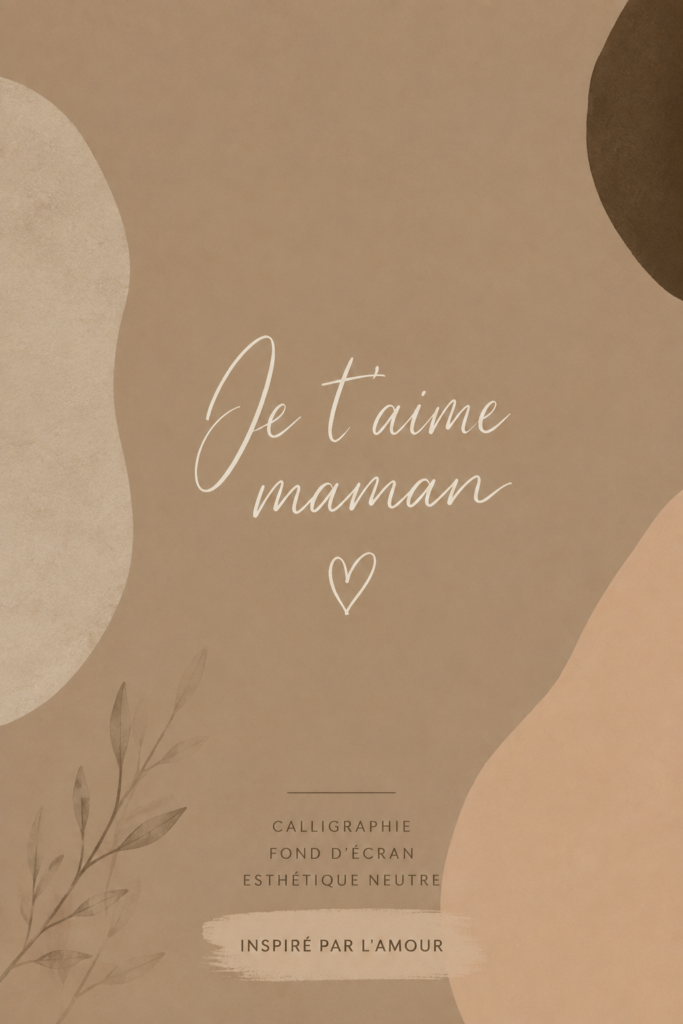 Wallpaper décoratif avec un message d'amour pour maman dans un style esthétique neutre.