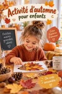 Enfants engagés dans une activité créative d'automne à l'extérieur.