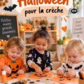 Des enfants en crèche participant à une activité d'Halloween créative.