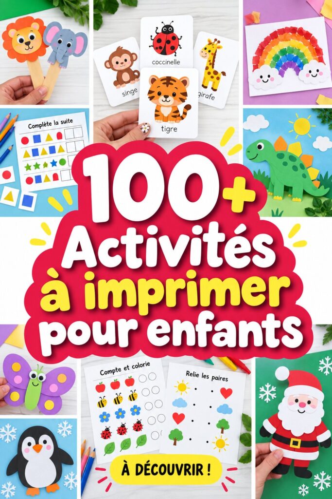 Enfants s'amusant avec des activités imprimables à la maison.