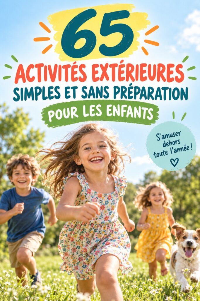 Des enfants jouant à un jeu d'extérieur simple dans un jardin ensoleillé.