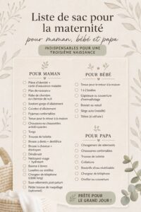 Un sac de maternité ouvert avec des vêtements et accessoires pour maman et bébé.
