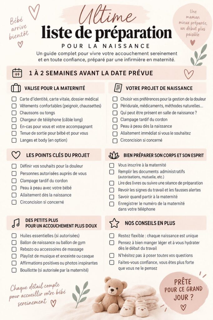 Checklist ultime pour la préparation à la naissance de bébé.